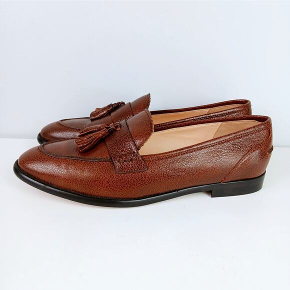 J.Crew Women's SZ 10.5 Crackled Leather Academy Loafers With Tassels NWOB - Picture 5 of 10